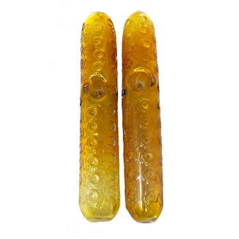 6.5" Gold Fumed Imprinted Polka Dot Steamroller Hand Pipe - (Pack of 2) [STJ80]